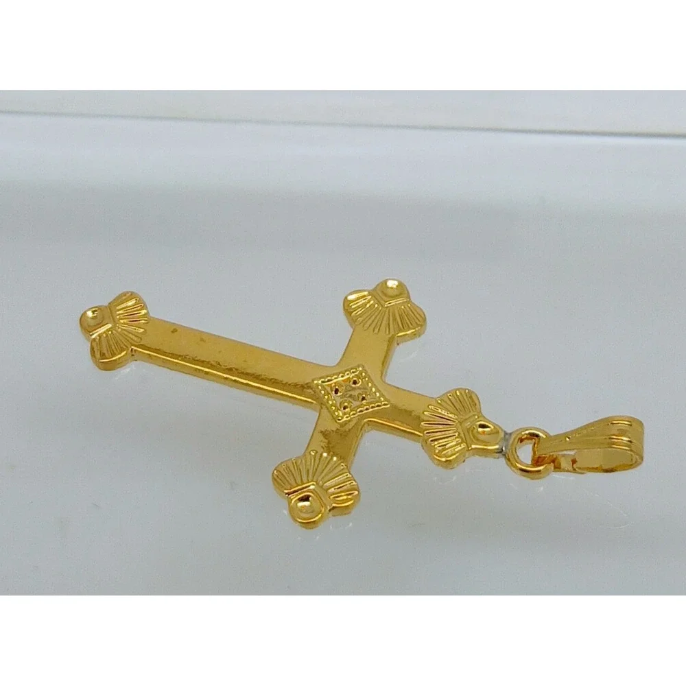 Karatbond Vintage Y2K Gold Ornate Cross Necklace Pendant Made in USA NOS Faith‎